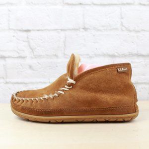 LL BEAN Brown Suede Wicked Good Slippers Boots Moc Size 7 M
